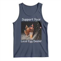 Support Local Dealer Chicken Farmer Tank Top Funny Animal Graphic Chicken Drinking Iced Coffee