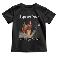 Support Local Dealer Chicken Farmer Toddler T Shirt Funny Animal Graphic Chicken Drinking Iced Coffee