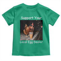 Support Local Dealer Chicken Farmer Toddler T Shirt Funny Animal Graphic Chicken Drinking Iced Coffee