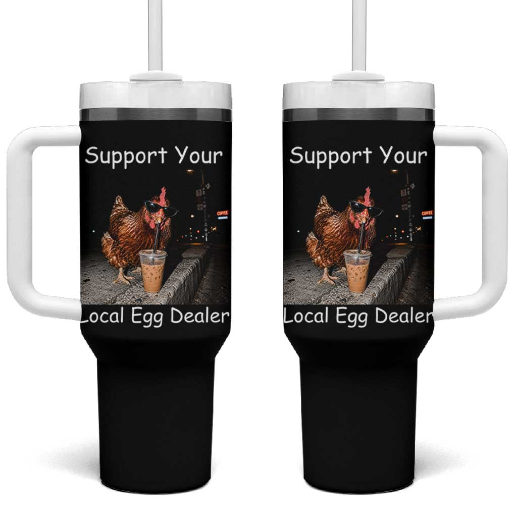 Support Local Dealer Chicken Farmer Tumbler With Handle Funny Animal Graphic Chicken Drinking Iced Coffee