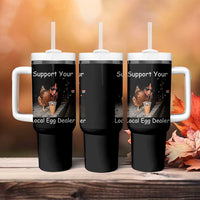 Support Local Dealer Chicken Farmer Tumbler With Handle Funny Animal Graphic Chicken Drinking Iced Coffee