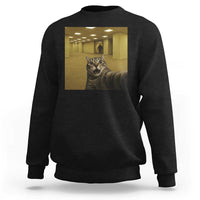 Funny Cat Selfie with Bigfoot Sasquatch Backrooms Liminal Space Meme Sweatshirt