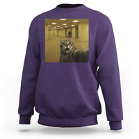 Funny Cat Selfie with Bigfoot Sasquatch Backrooms Liminal Space Meme Sweatshirt