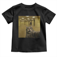 Funny Cat Selfie with Bigfoot Sasquatch Backrooms Liminal Space Meme Toddler T Shirt