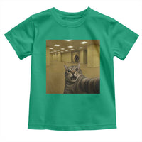 Funny Cat Selfie with Bigfoot Sasquatch Backrooms Liminal Space Meme Toddler T Shirt