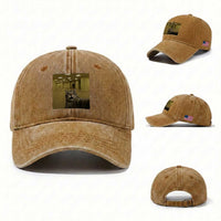 Funny Cat Selfie with Bigfoot Sasquatch Backrooms Liminal Space Meme Washed Cotton Baseball Cap