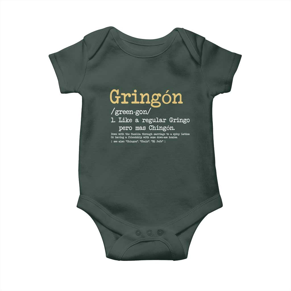 Gringon Green-gon Like A Regular Gringo Pero Mas Chingon Baby Onesie Mexican Mexico Pride