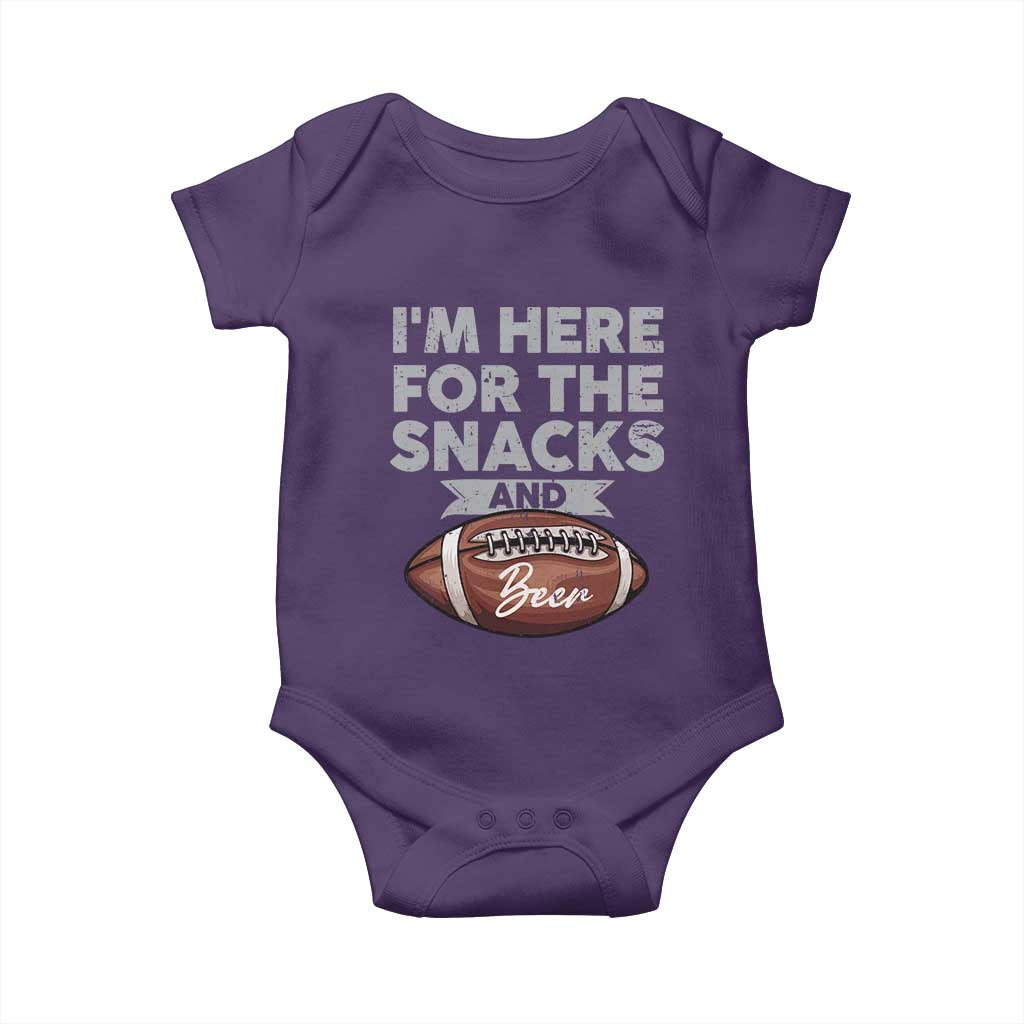 Funny Football Baby Onesie I'm Just Here For The Snacks And Beer