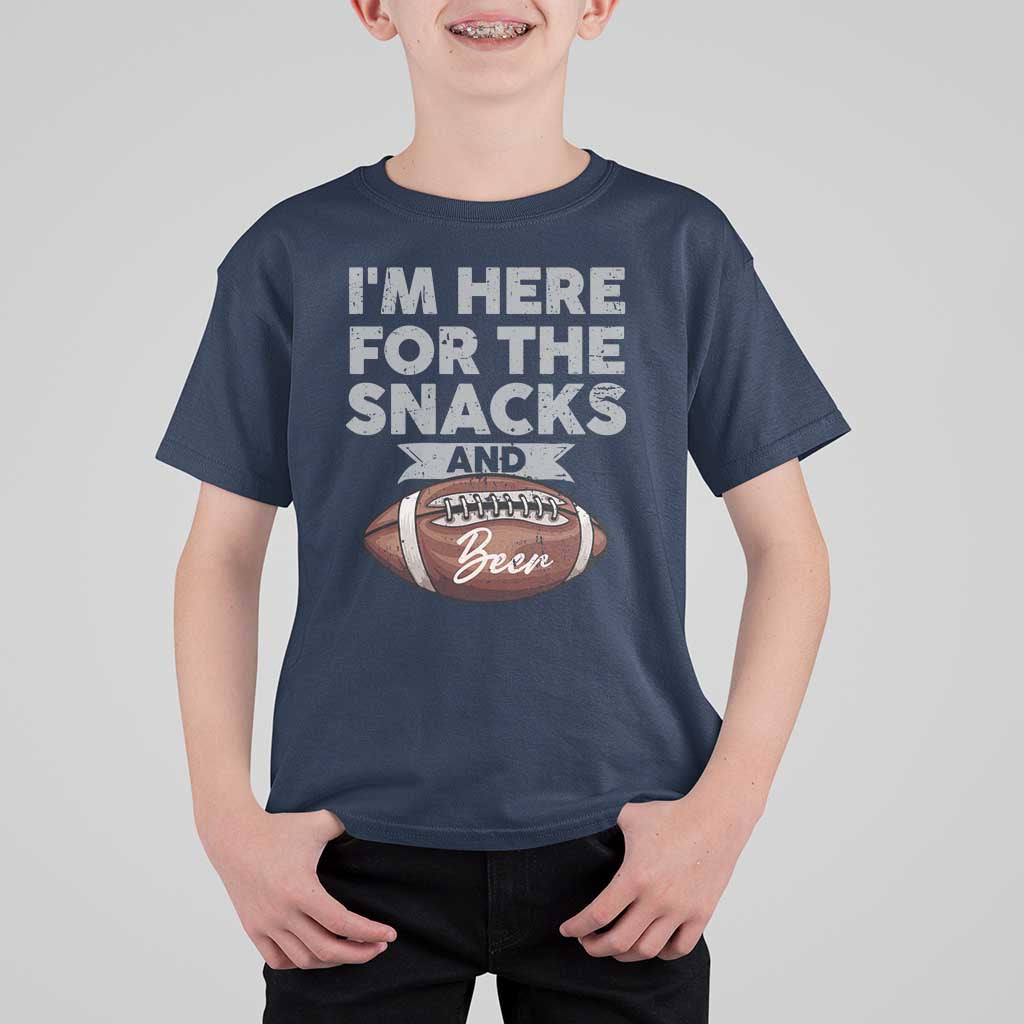 Funny Football Bowl Gift T Shirt For Kid I'm Just Here For The Snacks And Beer