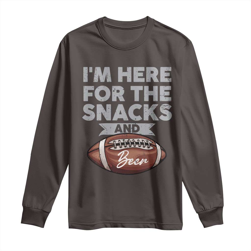 Funny Football Long Sleeve Shirt I'm Just Here For The Snacks And Beer