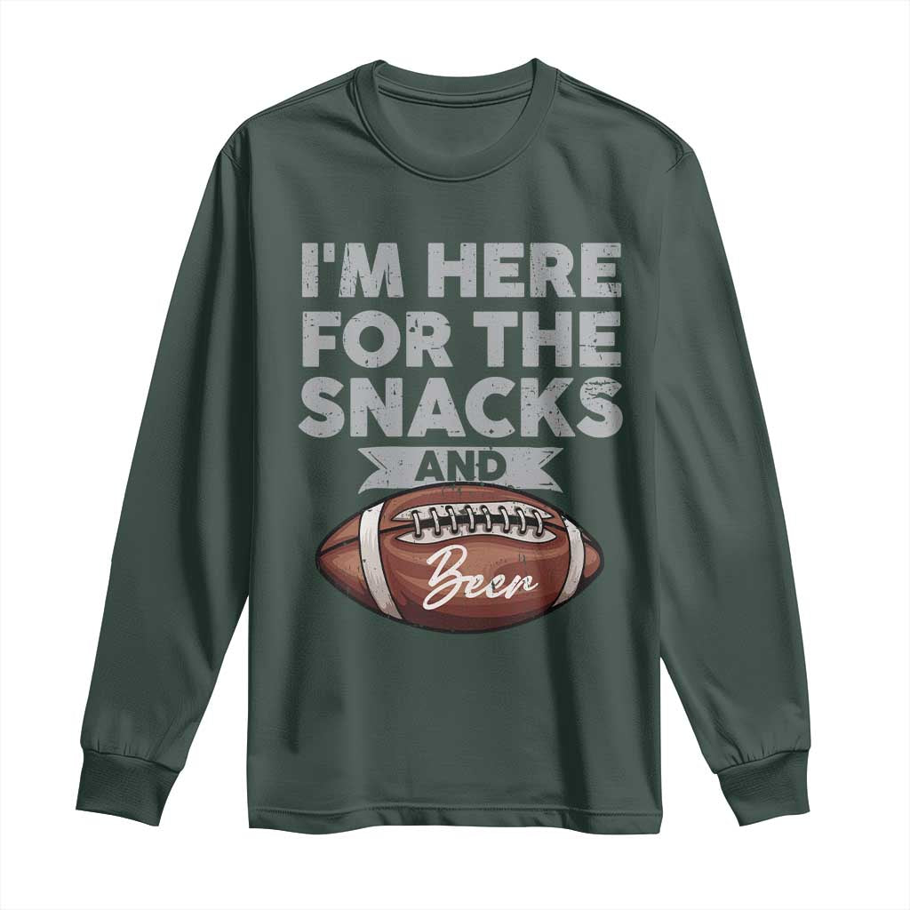 Funny Football Long Sleeve Shirt I'm Just Here For The Snacks And Beer