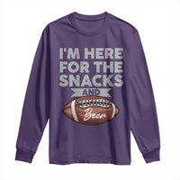 Funny Football Long Sleeve Shirt I'm Just Here For The Snacks And Beer