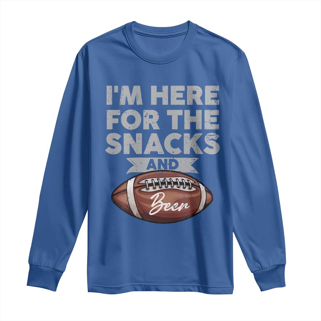 Funny Football Long Sleeve Shirt I'm Just Here For The Snacks And Beer