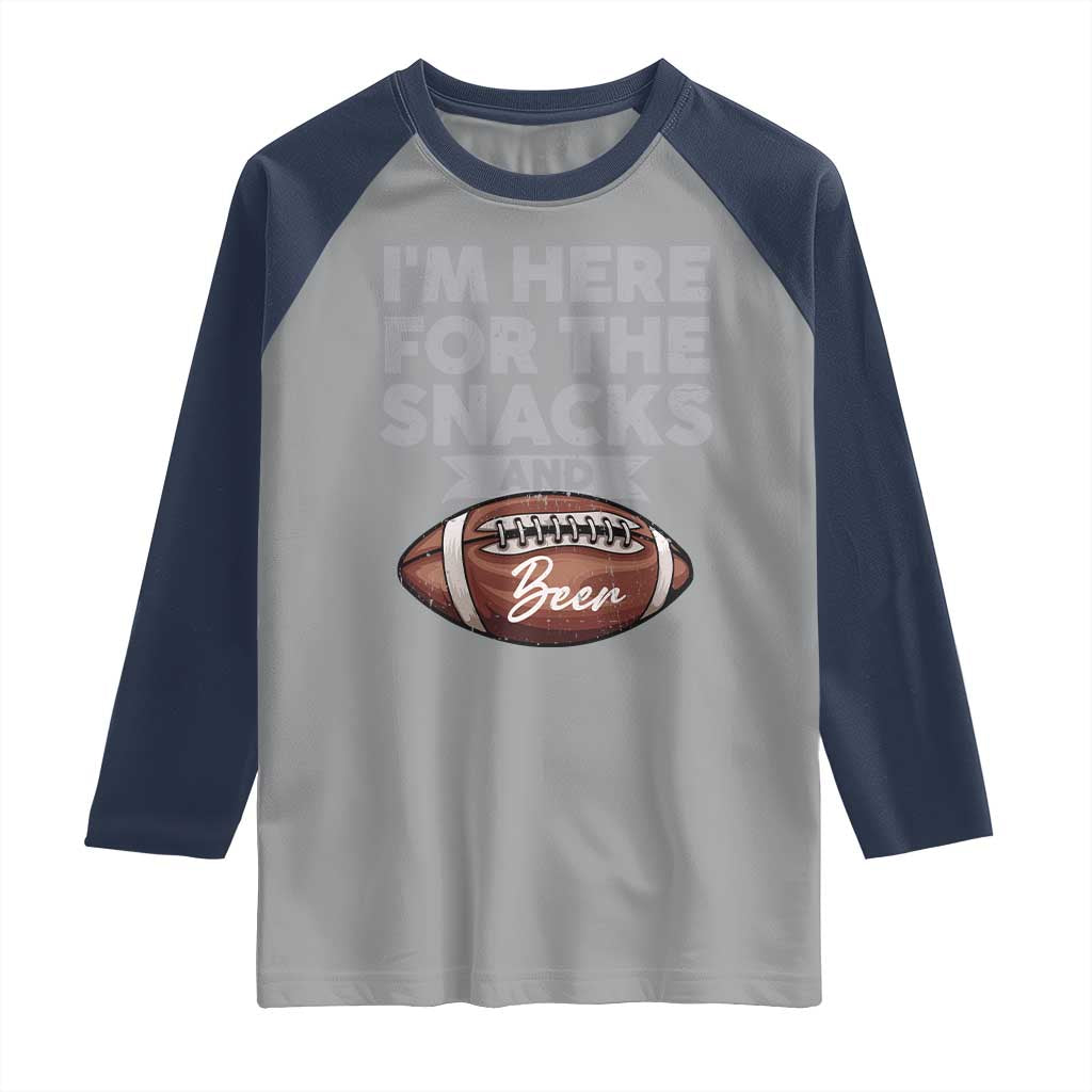 Funny Football Raglan Shirt I'm Just Here For The Snacks And Beer