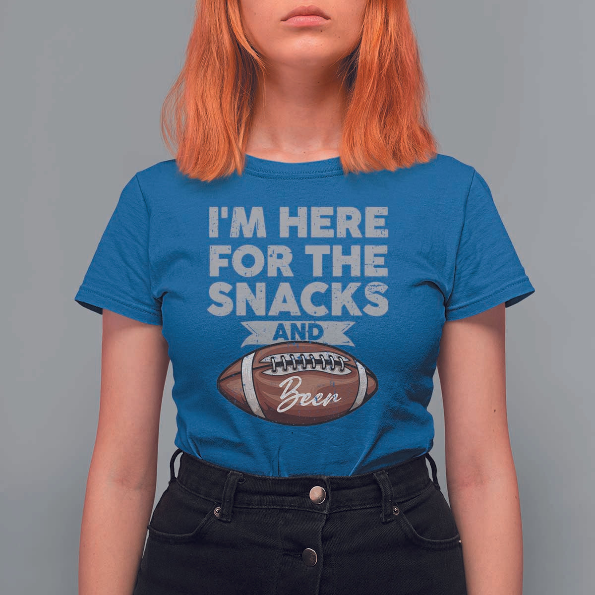 Funny Football Bowl Gift T Shirt For Women I'm Just Here For The Snacks And Beer