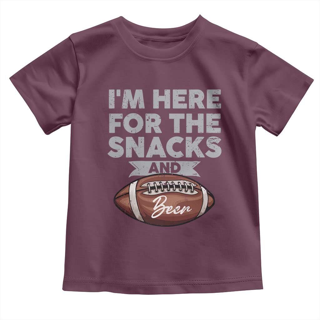 Funny Football Toddler T Shirt I'm Just Here For The Snacks And Beer