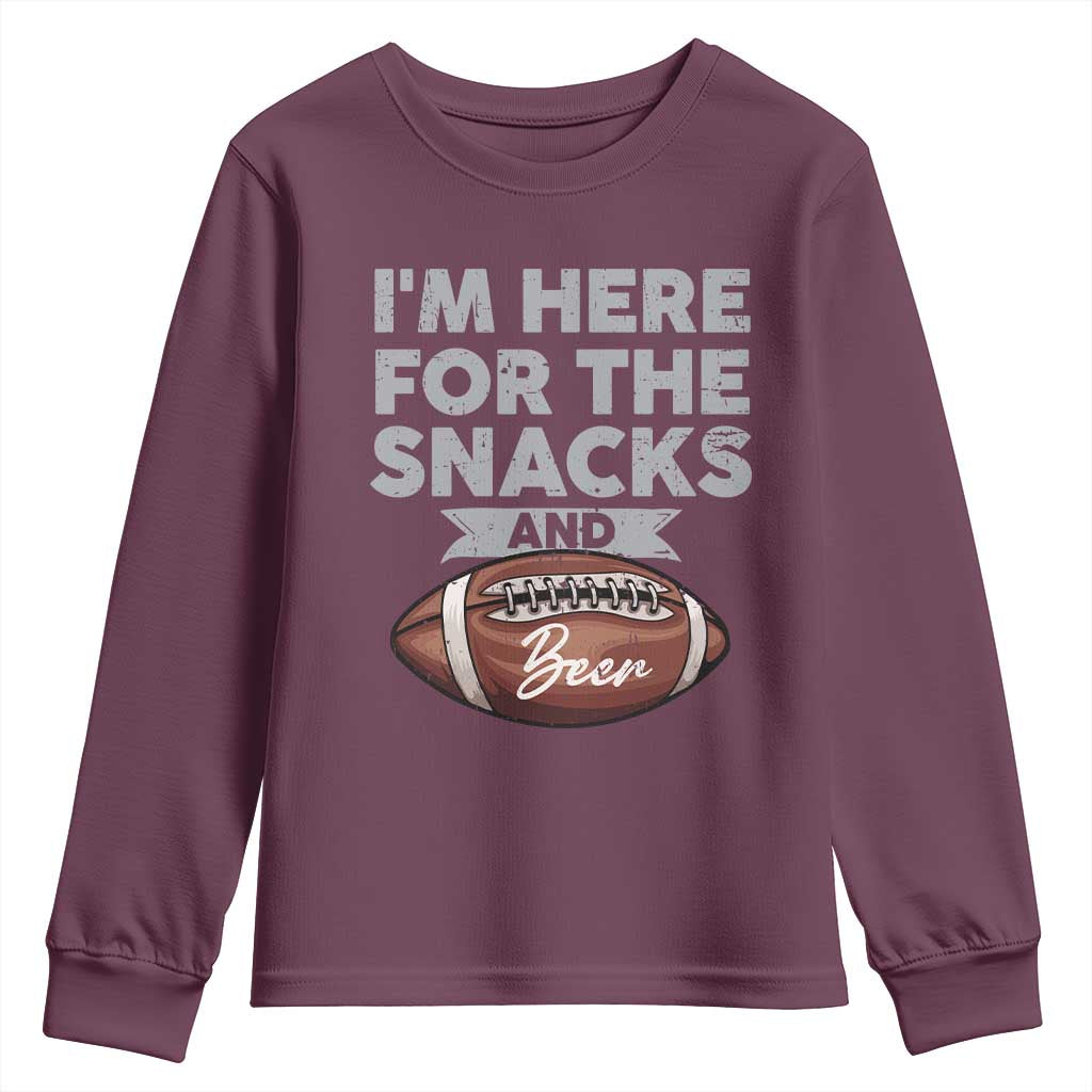 Funny Football Youth Sweatshirt I'm Just Here For The Snacks And Beer