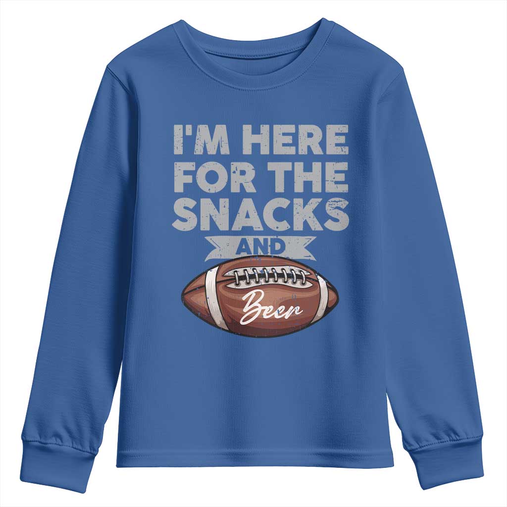 Funny Football Youth Sweatshirt I'm Just Here For The Snacks And Beer