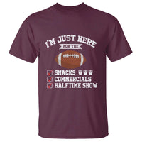 Funny Football Bowl Gift T Shirt I'm Just Here For The Snacks And Commercials