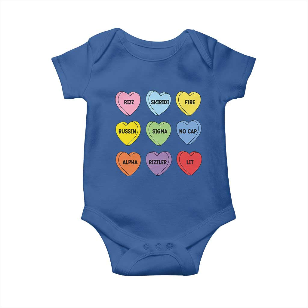 Funny Skibidi Valentine's Day Baby Onesie Rizz No Cap Conversation Hearts Sigma