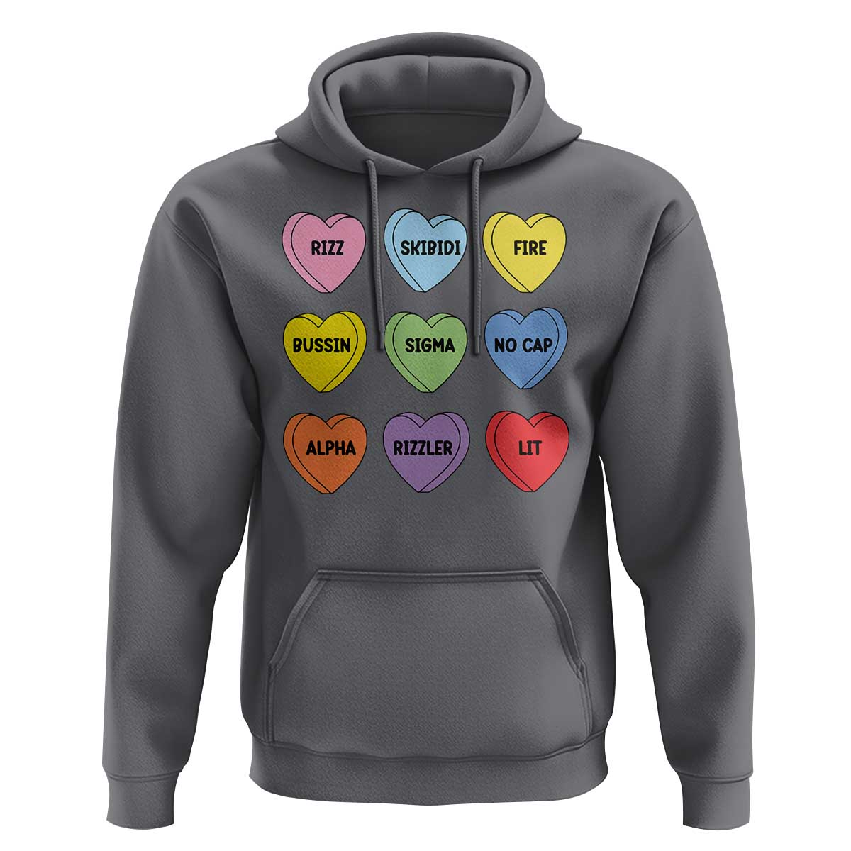 Funny Skibidi Valentine's Day Hoodie Rizz No Cap Conversation Hearts Sigma