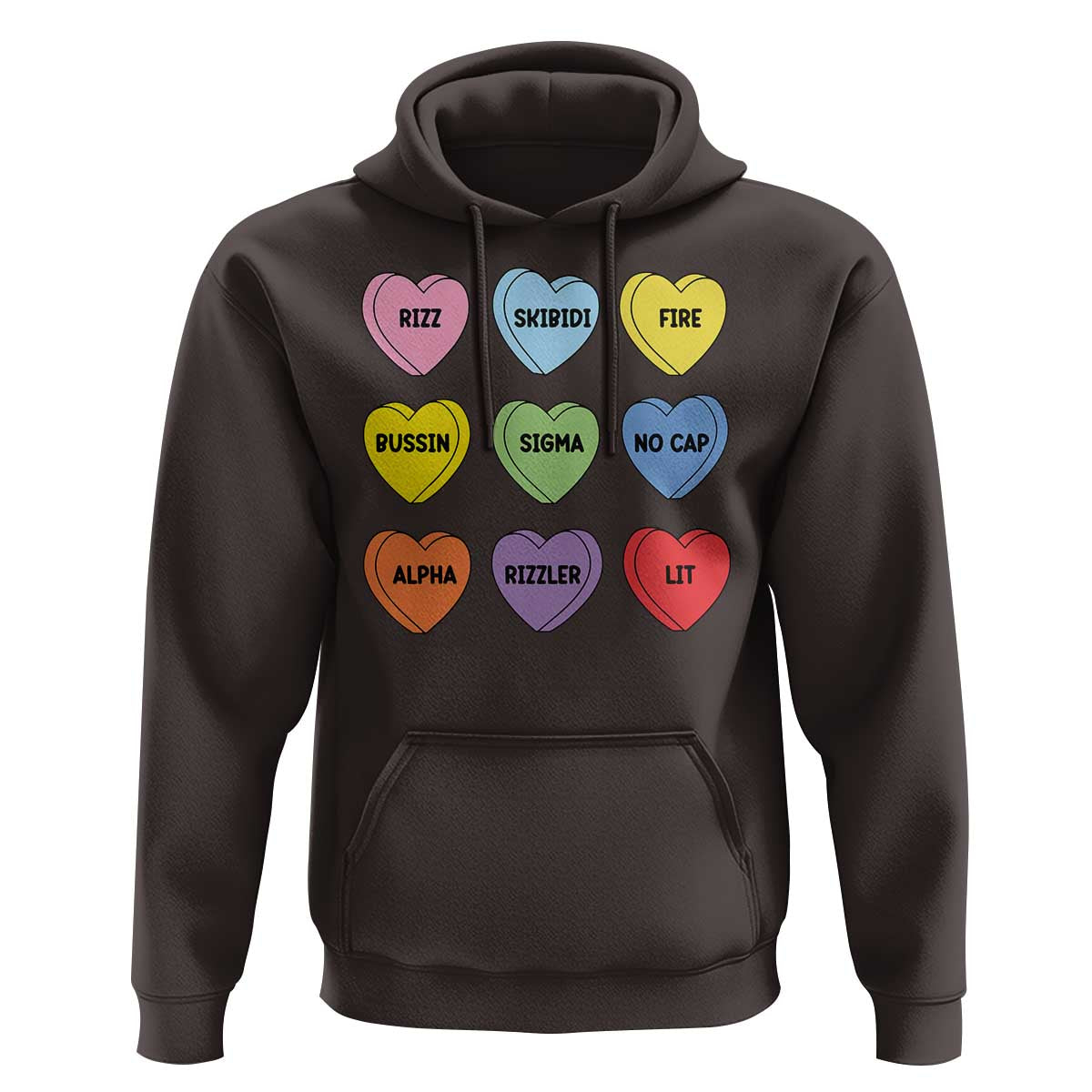 Funny Skibidi Valentine's Day Hoodie Rizz No Cap Conversation Hearts Sigma