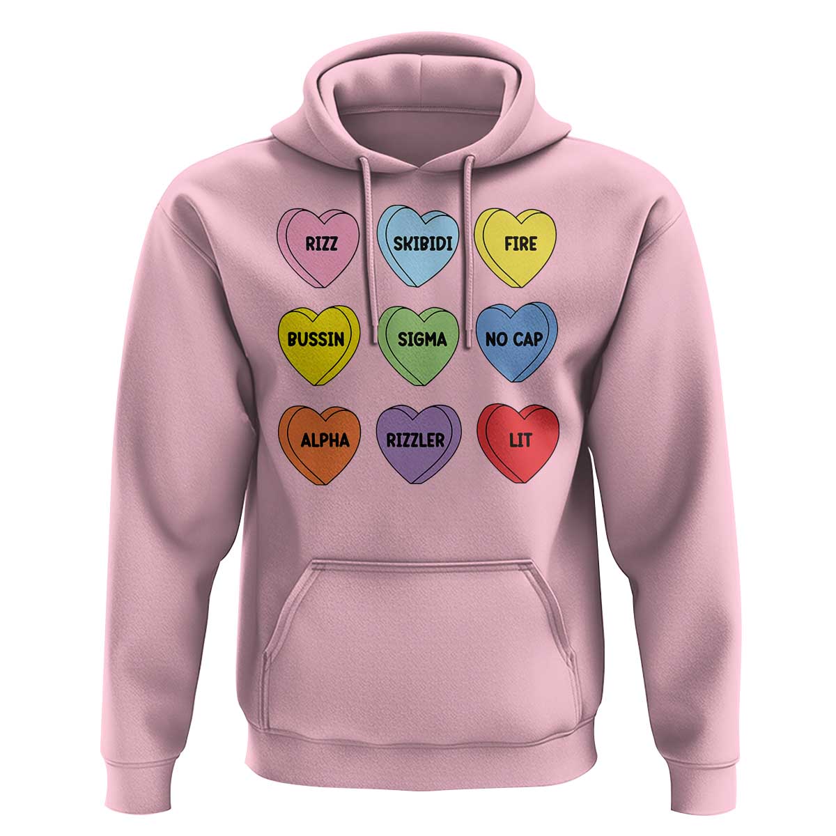 Funny Skibidi Valentine's Day Hoodie Rizz No Cap Conversation Hearts Sigma