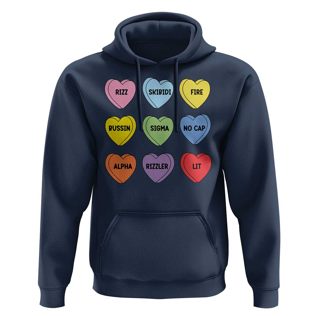 Funny Skibidi Valentine's Day Hoodie Rizz No Cap Conversation Hearts Sigma