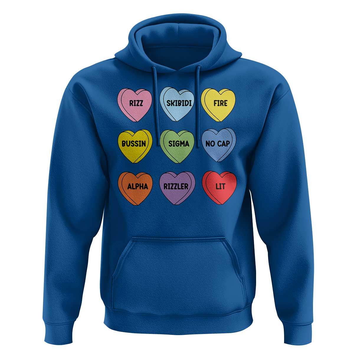 Funny Skibidi Valentine's Day Hoodie Rizz No Cap Conversation Hearts Sigma
