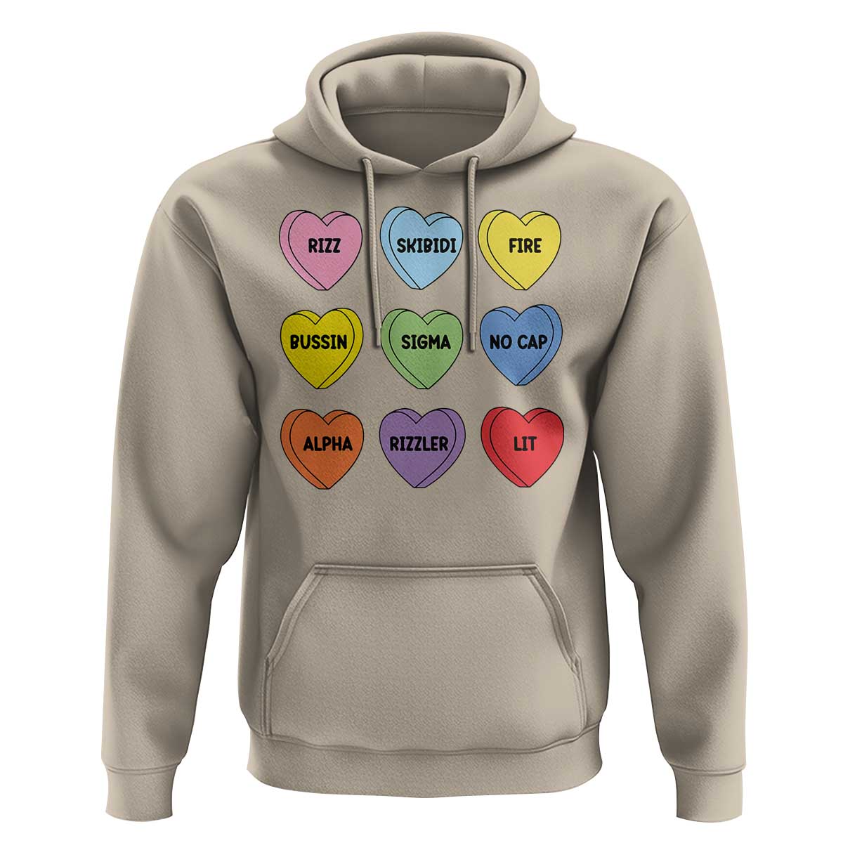 Funny Skibidi Valentine's Day Hoodie Rizz No Cap Conversation Hearts Sigma
