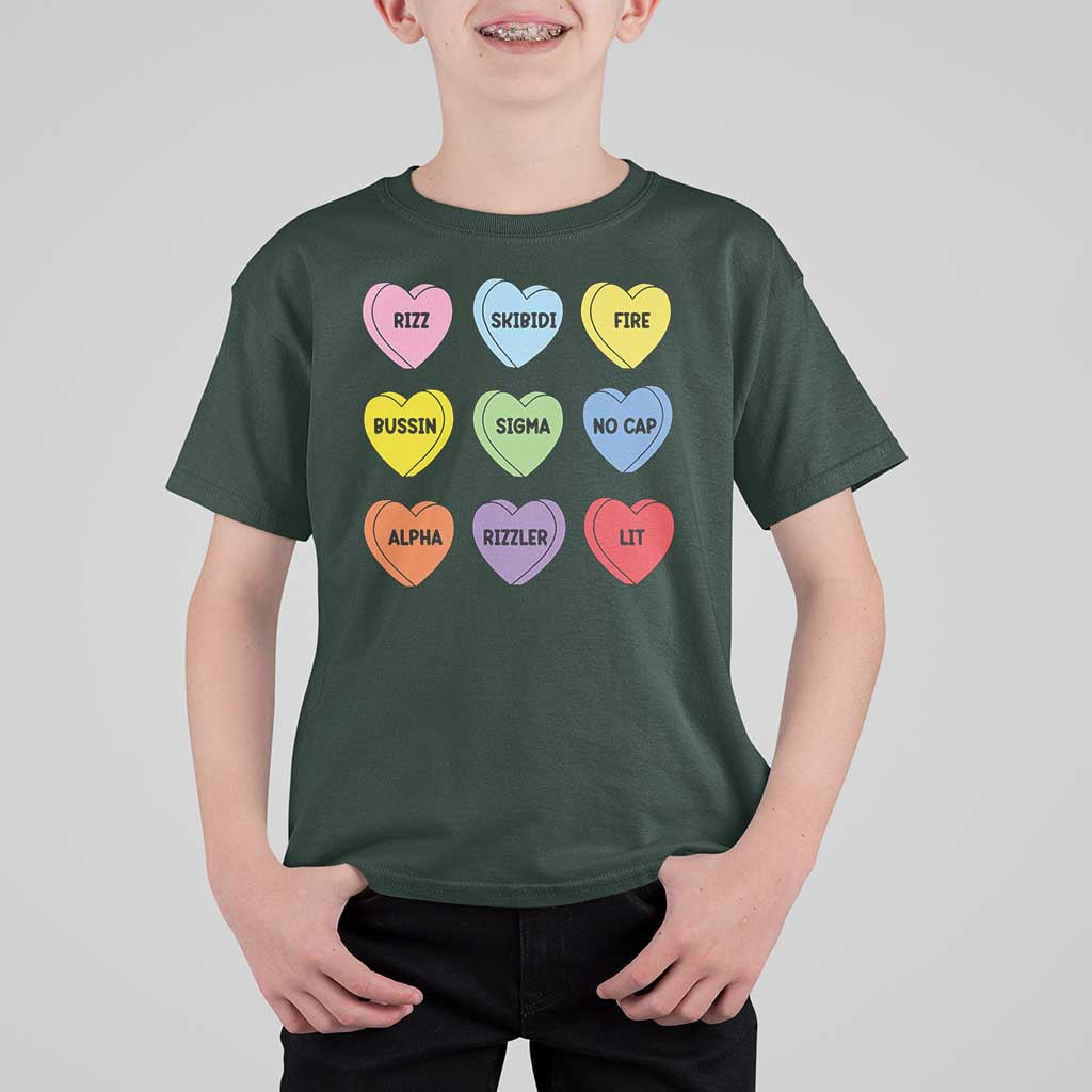 Funny Skibidi Valentine's Day T Shirt For Kid Rizz No Cap Conversation Hearts Sigma