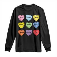 Funny Skibidi Valentine's Day Long Sleeve Shirt Rizz No Cap Conversation Hearts Sigma