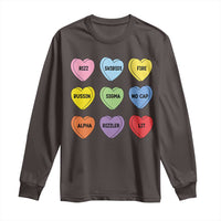 Funny Skibidi Valentine's Day Long Sleeve Shirt Rizz No Cap Conversation Hearts Sigma