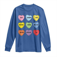 Funny Skibidi Valentine's Day Long Sleeve Shirt Rizz No Cap Conversation Hearts Sigma