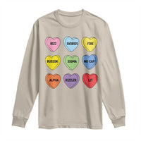 Funny Skibidi Valentine's Day Long Sleeve Shirt Rizz No Cap Conversation Hearts Sigma