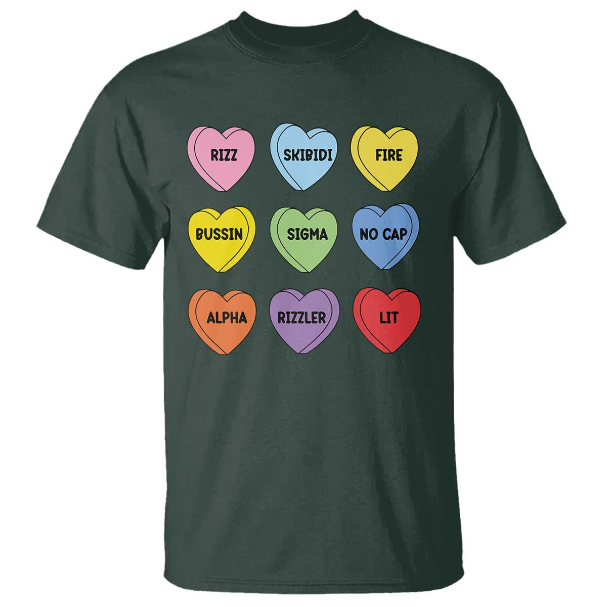 Funny Skibidi Valentine's Day T Shirt Rizz No Cap Conversation Hearts Sigma