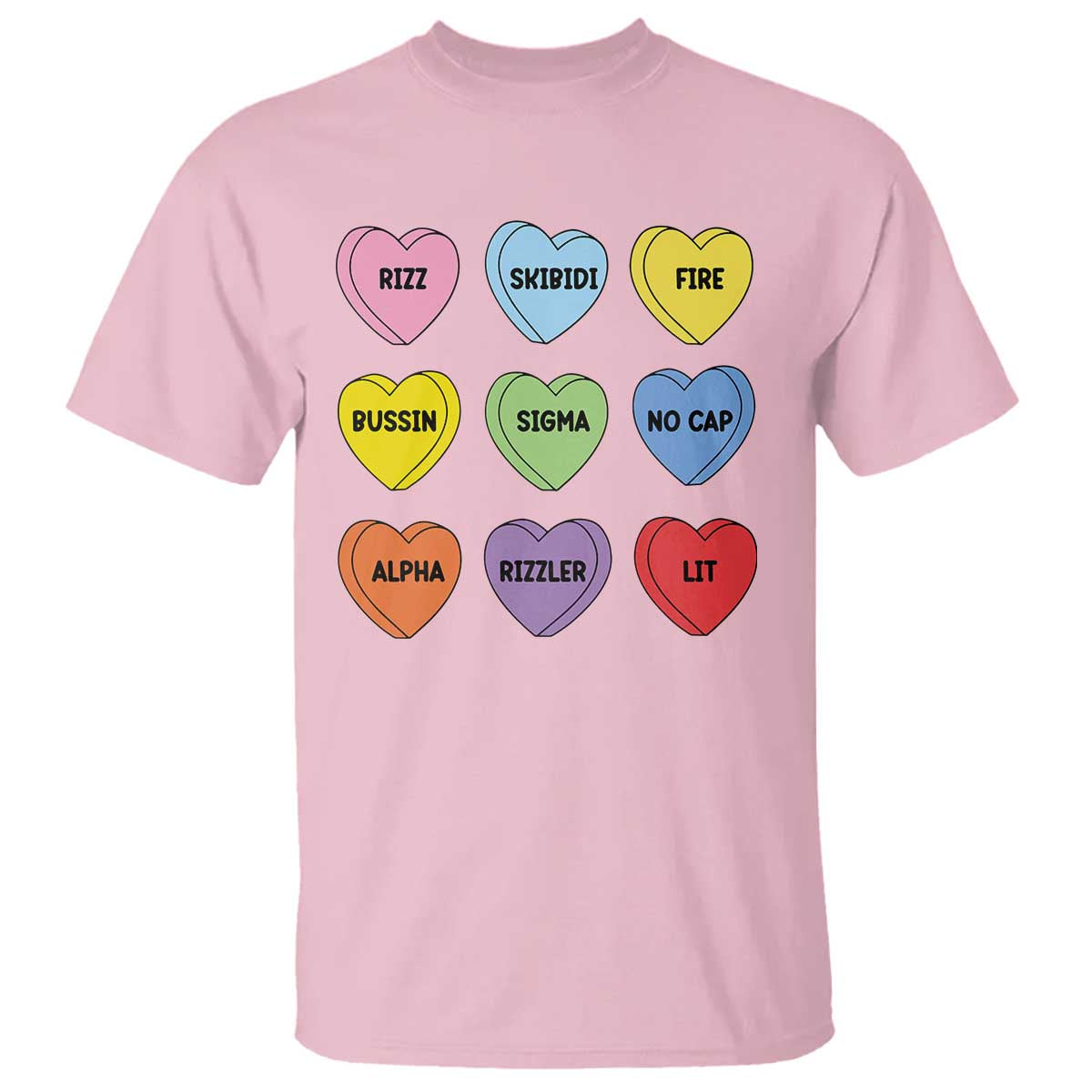 Funny Skibidi Valentine's Day T Shirt Rizz No Cap Conversation Hearts Sigma