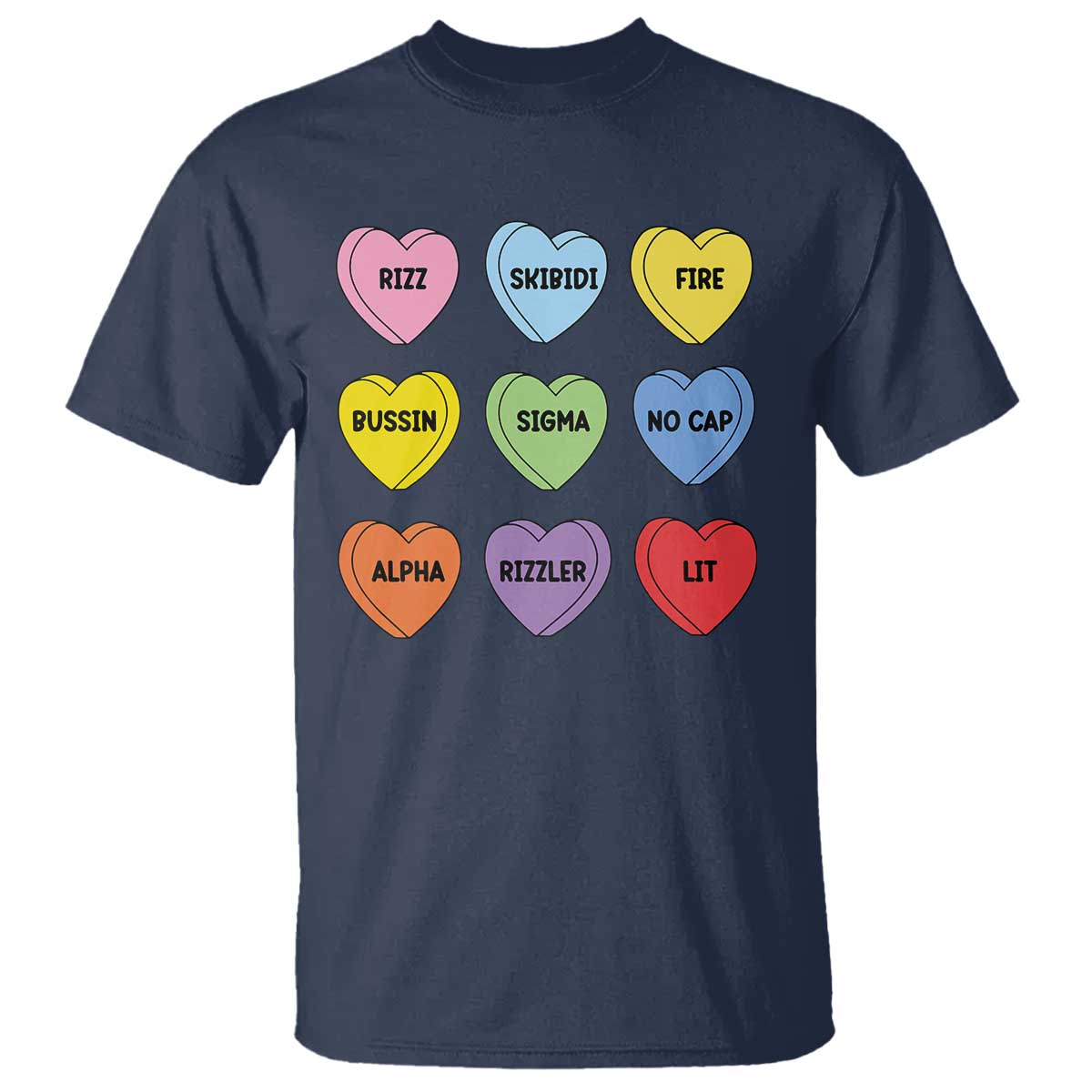 Funny Skibidi Valentine's Day T Shirt Rizz No Cap Conversation Hearts Sigma