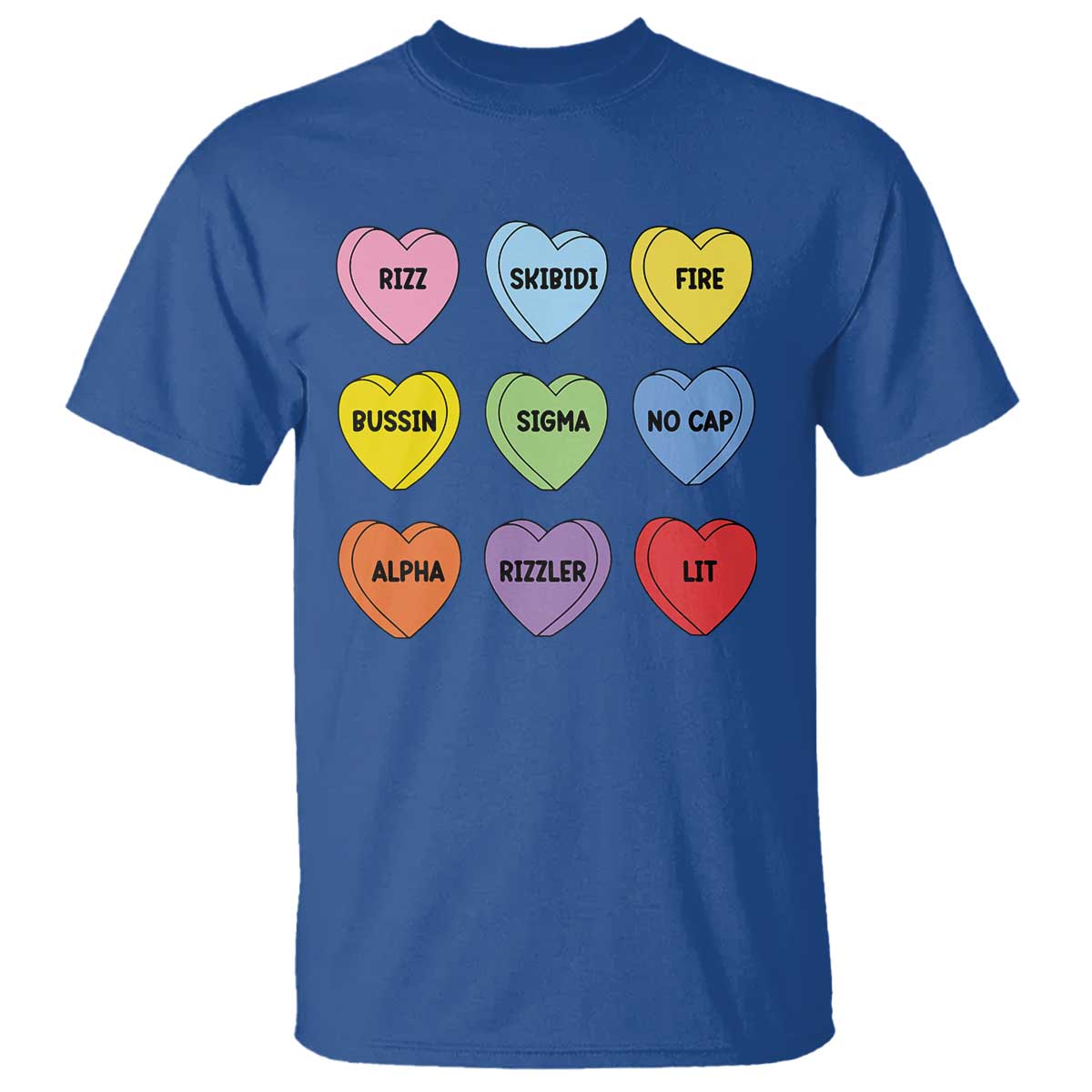Funny Skibidi Valentine's Day T Shirt Rizz No Cap Conversation Hearts Sigma
