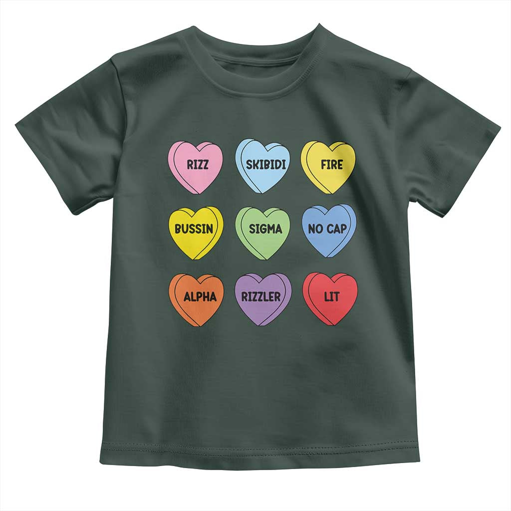 Funny Skibidi Valentine's Day Toddler T Shirt Rizz No Cap Conversation Hearts Sigma