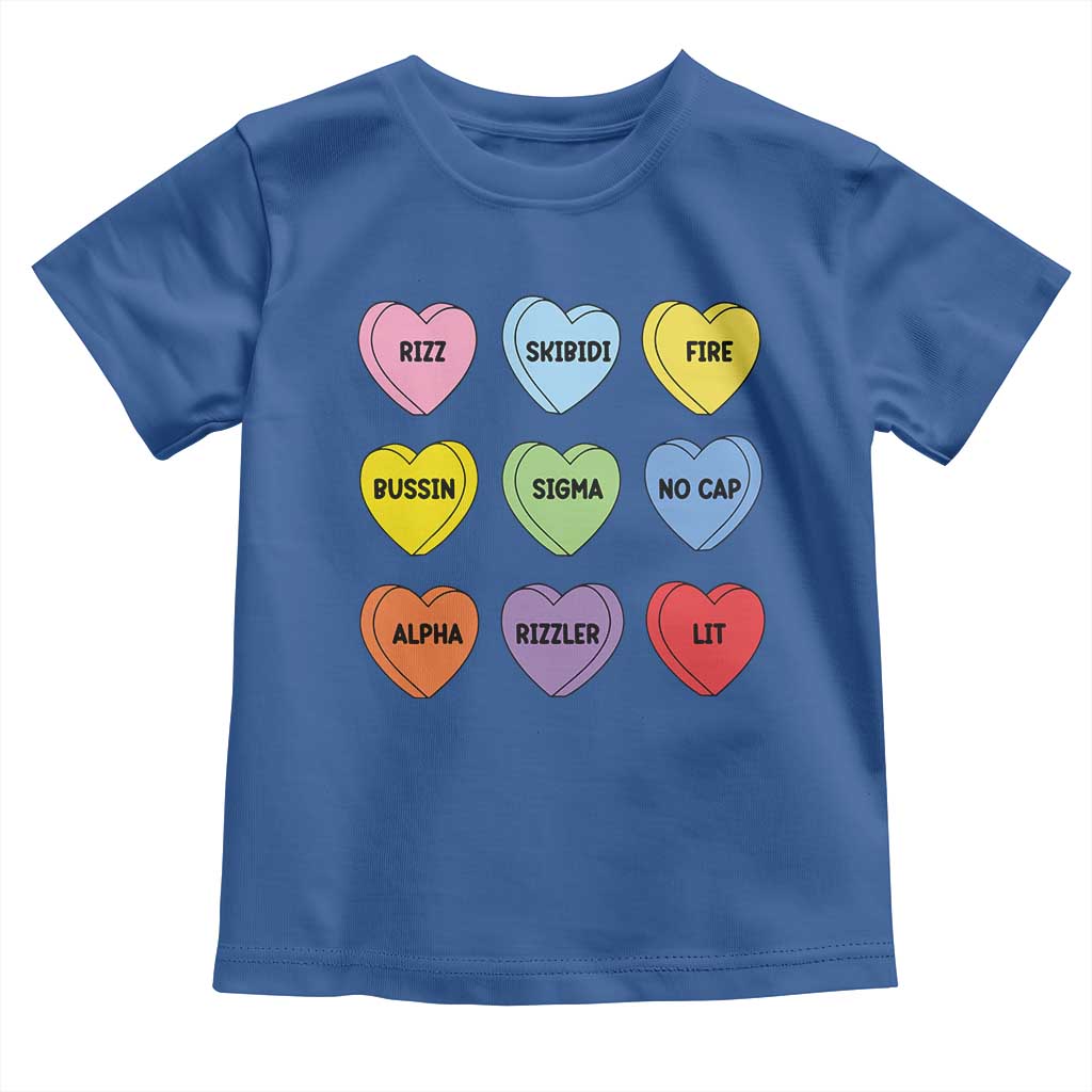 Funny Skibidi Valentine's Day Toddler T Shirt Rizz No Cap Conversation Hearts Sigma