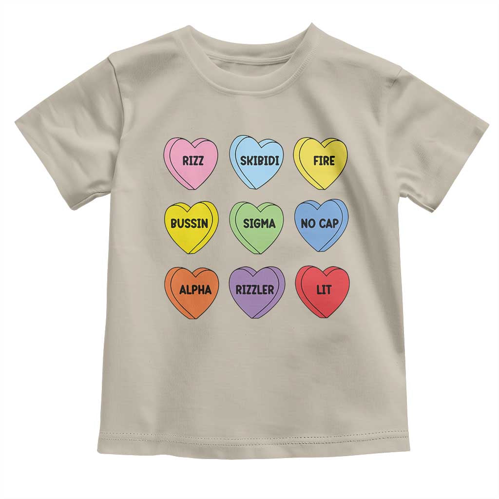 Funny Skibidi Valentine's Day Toddler T Shirt Rizz No Cap Conversation Hearts Sigma