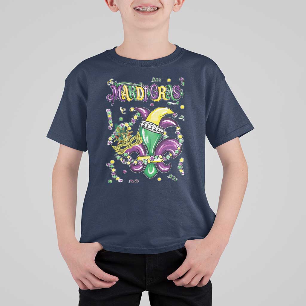 Mardi Gras T Shirt For Kid Fleur de Lis Carnival Fat Tuesday