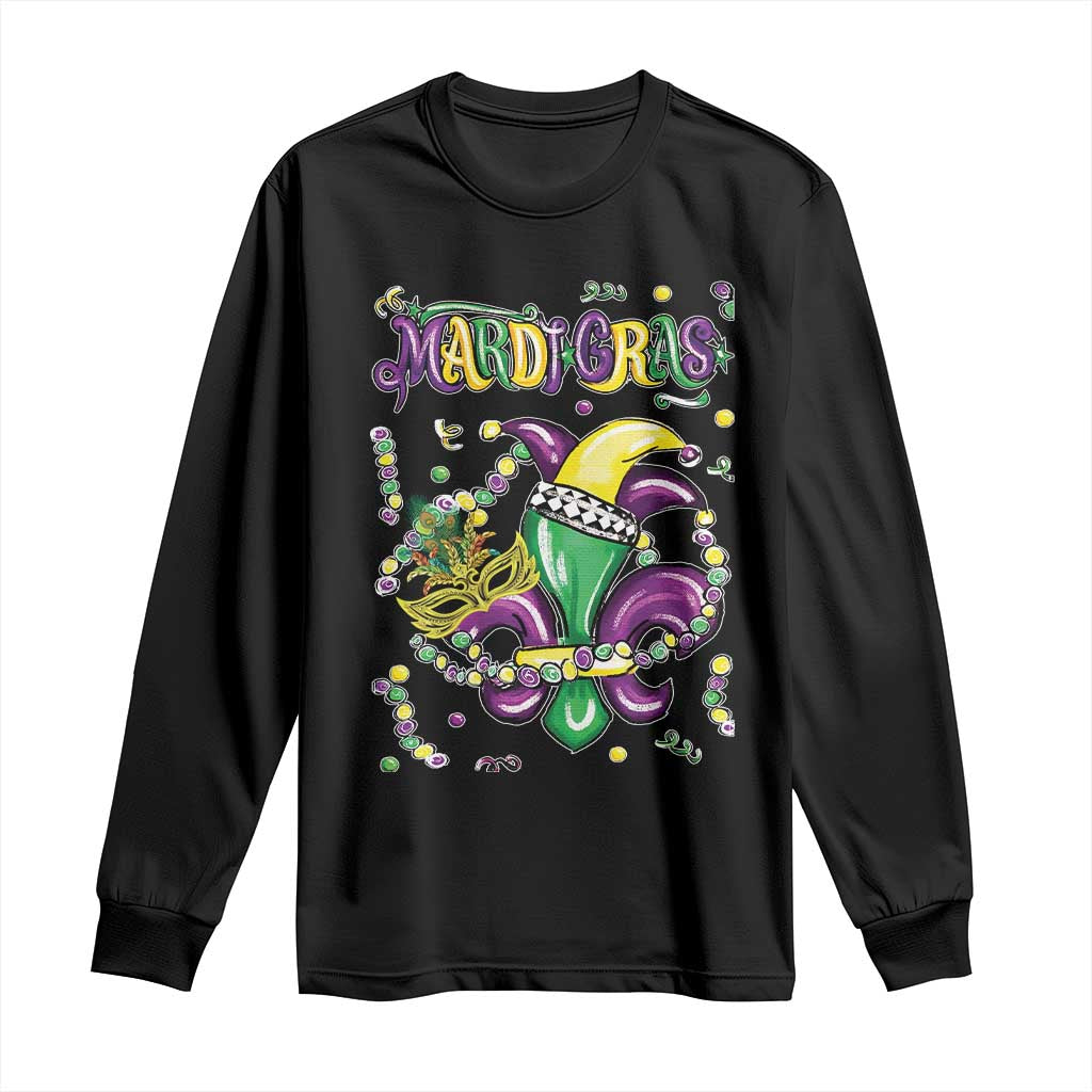 Mardi Gras Long Sleeve Shirt Fleur de Lis Carnival Fat Tuesday