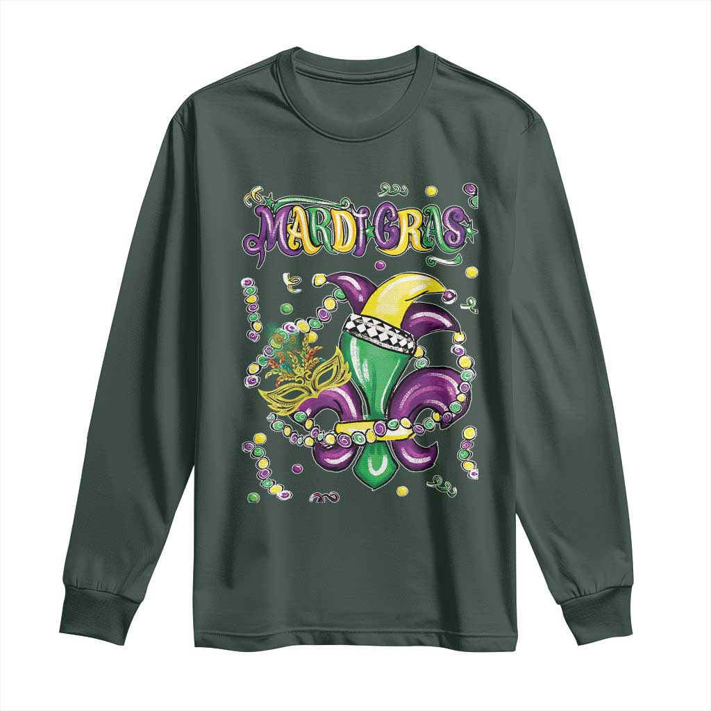 Mardi Gras Long Sleeve Shirt Fleur de Lis Carnival Fat Tuesday