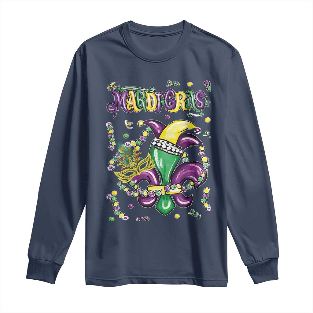Mardi Gras Long Sleeve Shirt Fleur de Lis Carnival Fat Tuesday