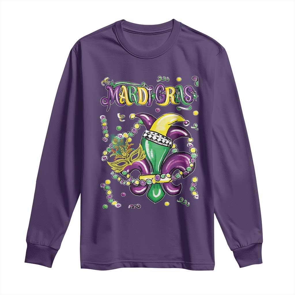 Mardi Gras Long Sleeve Shirt Fleur de Lis Carnival Fat Tuesday