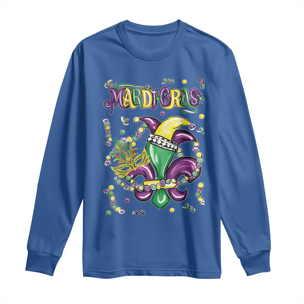Mardi Gras Long Sleeve Shirt Fleur de Lis Carnival Fat Tuesday