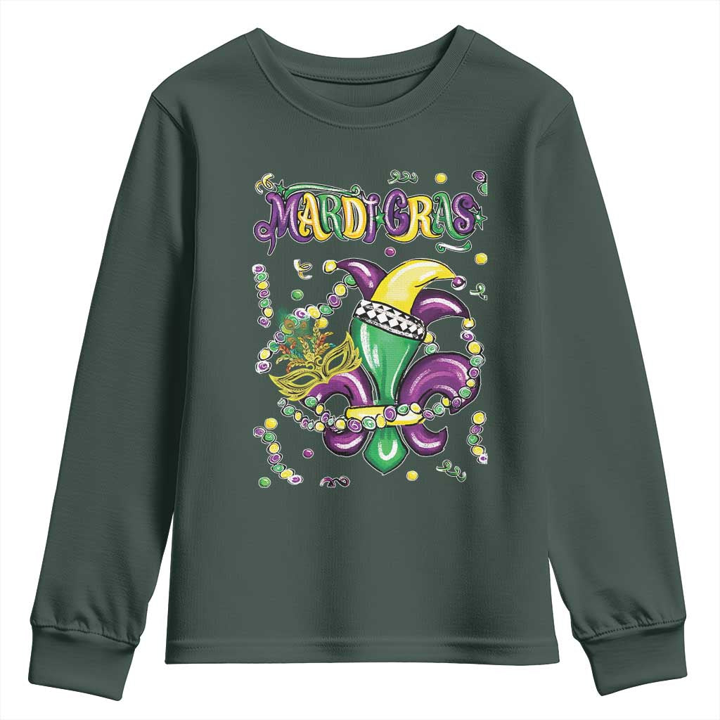 Mardi Gras Youth Sweatshirt Fleur de Lis Carnival Fat Tuesday