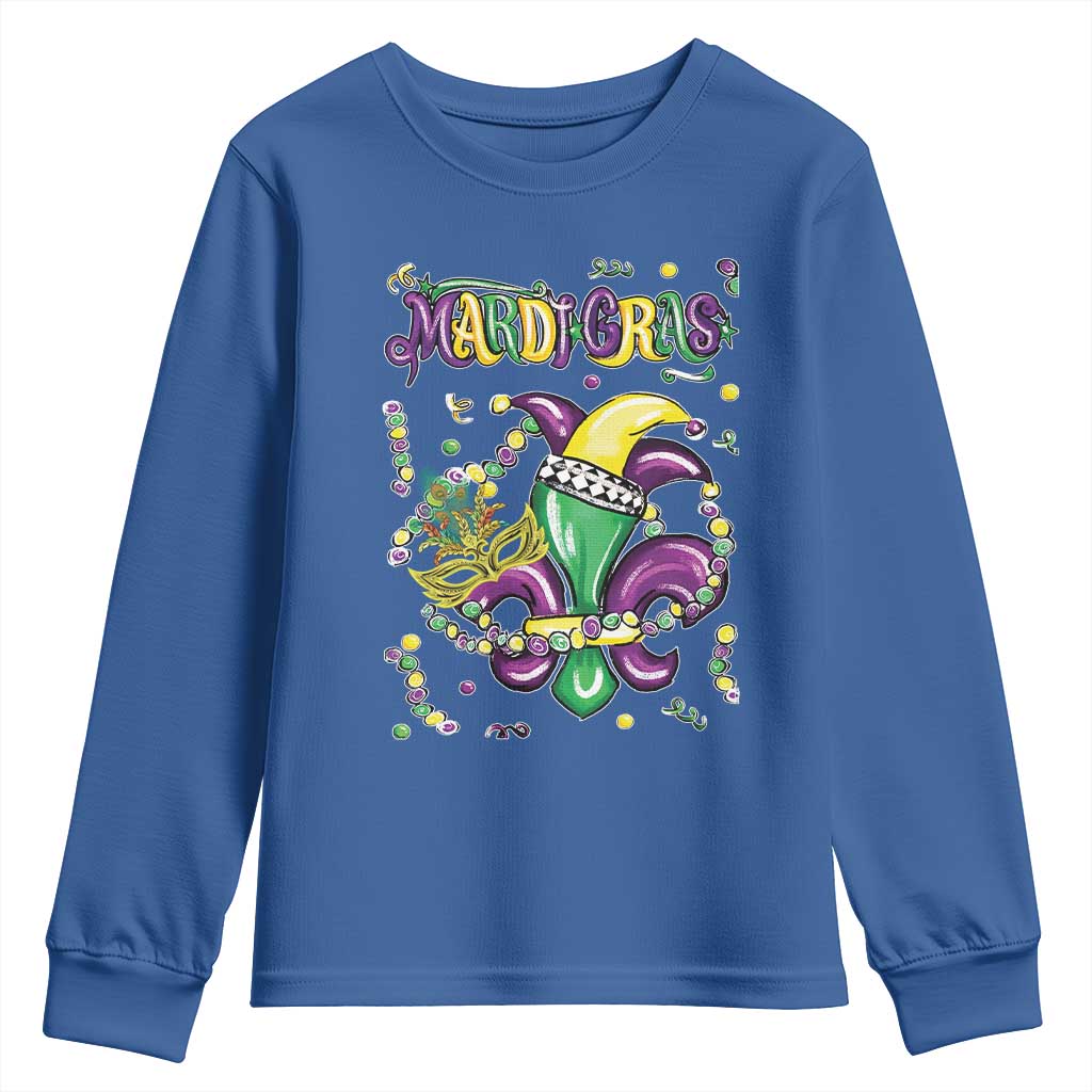 Mardi Gras Youth Sweatshirt Fleur de Lis Carnival Fat Tuesday